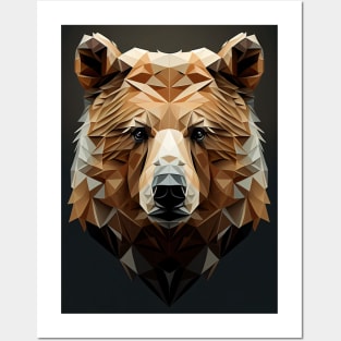 Triangle Bear - Abstract polygon animal face staring Posters and Art